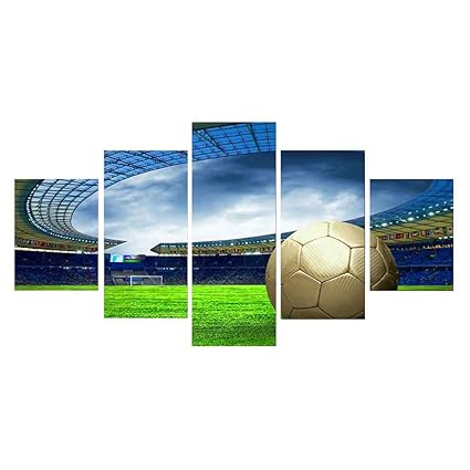 5 Pannelli Hd Gold Soccer Pittura Ad Olio Di Calcio Olio