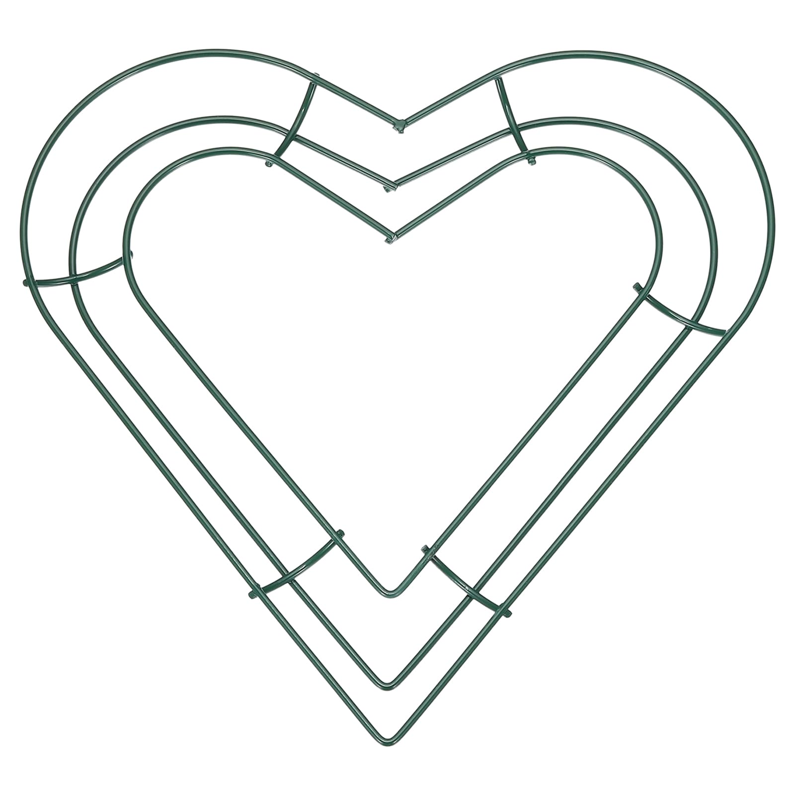 PATIKIL 8 Inch Christmas Wire Wreath Frame, Metal Heart Shape Dream Catcher Rings Macrame Wreath Floral Hoop for Home Car DIY Craft Wedding Wall Hanging Decorations, Green