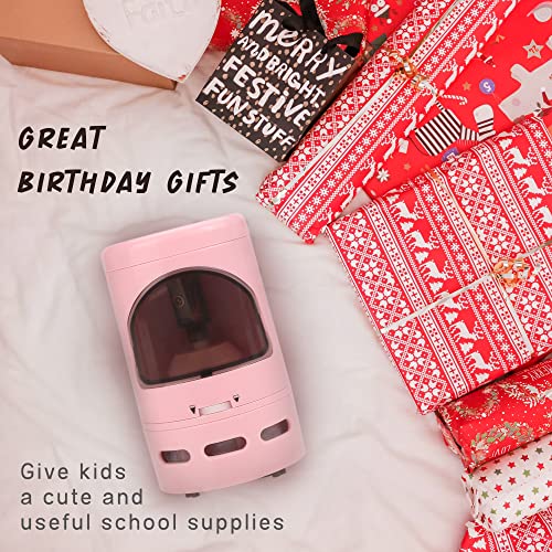 Pencil Sharpeners with Desk Vacuum, STFALI Electric Pencil Sharpener with Desk Vacuum Cleaner Mini (2 in 1), 6 7 8 9 10 Year Old Girl Gifts School Supplies for Kids Classroom Organization, Pink