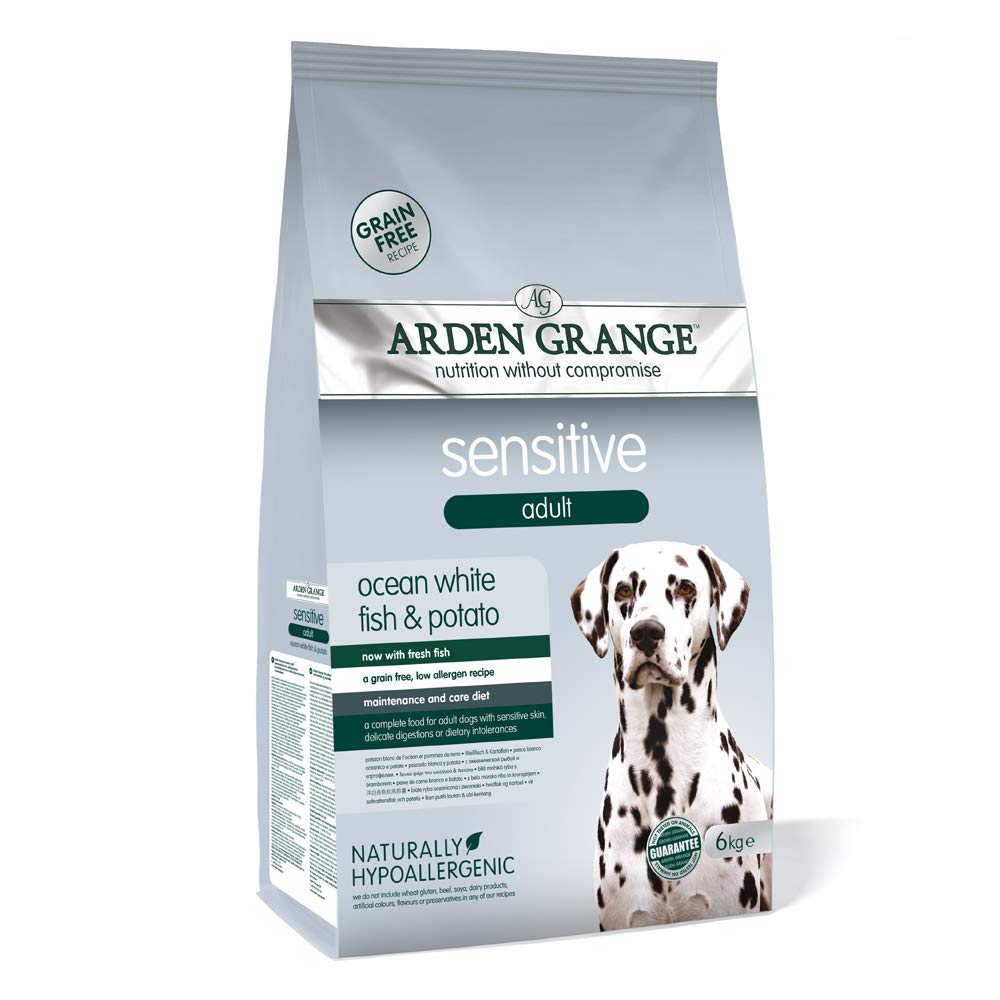 Arden Grange Sensitive Adult Dry Dog Food Grain Free with Fresh Ocean White Fish and Potato, 6 kg