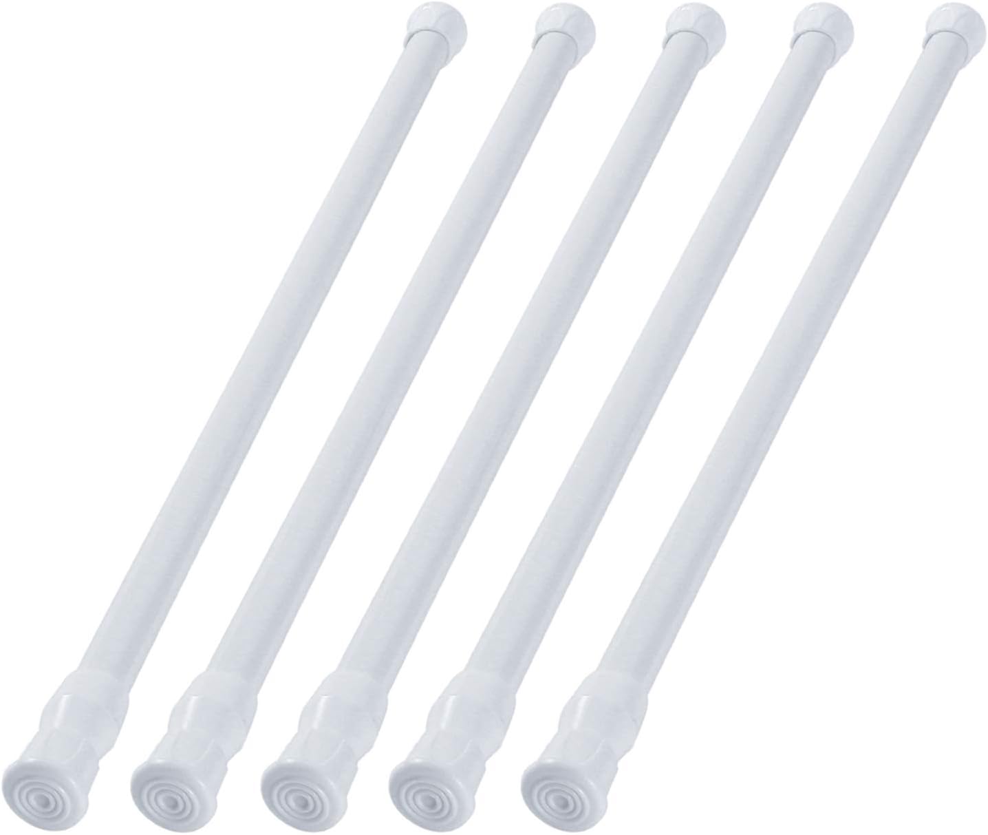 Gydandir 5 Pack Tension Rod Cupboard Bars Curtain Rod Adjustable Spring Tension Rods 12 Inches 20 Inches(White)
