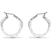 Boma Jewelry Sterling Silver Organic Hammered Texture Snap Down Hoop Earrings