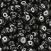 100 Pieces 4×7mm Black Round Acrylic Alphabet Letter Beads Letter Q Beads for Jewelry Making Bracelets Necklaces Key Chains