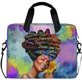 DerlonKaje Laptop Bag 15.6 inch, Waterproof Laptop Case with Strap, Protective Laptop Carrying Case for Women&Men, Afro African American Woman