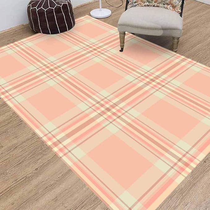 Doocilsh Grey Check Plaid Area Rugs, 2X3 Plaid Pattern