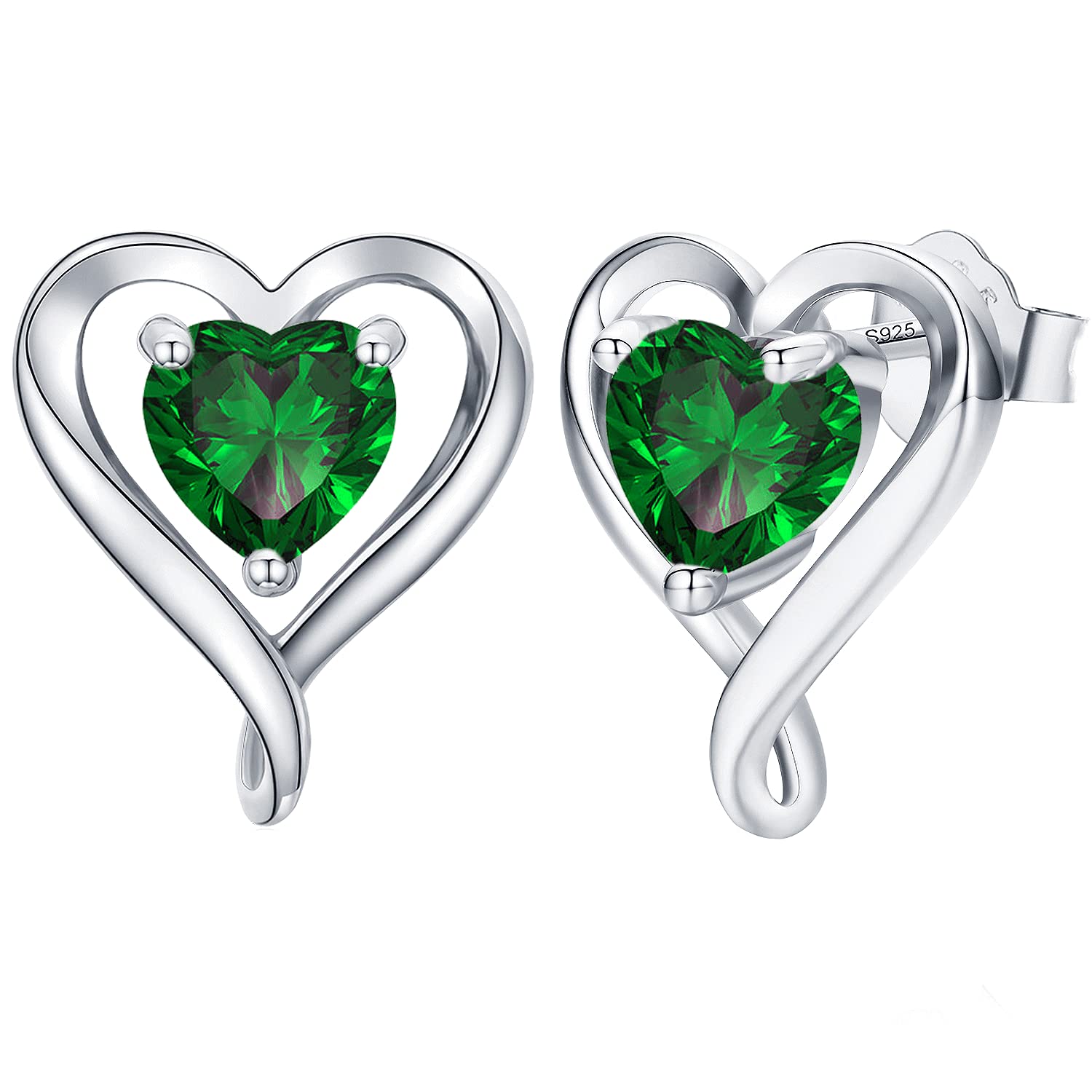 LAVUMO Earrings for Women 925 Sterling Silver/Brass Stud Heart Earrings Hypoallergenic Jewellery Birthday Anniversary Christmas Valentines Gifts for Women Girlfriend Wife