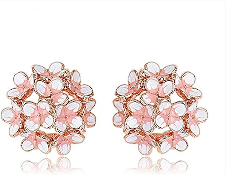 Amazon Jiao 花カラフルなエナメルスタッドピアス女性のファッションブランドのイヤリングジュエリーピンク Jiao スポーツ アウトドア