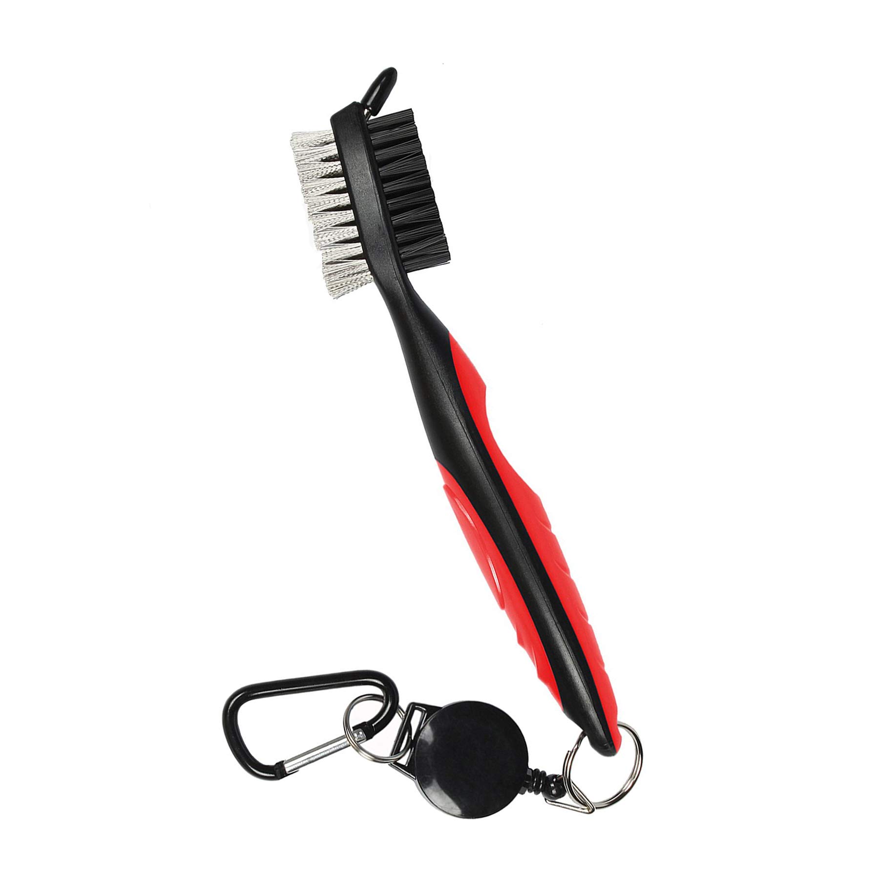 Golf Club Brush and Groove Cleaner, Nylon & Steel Brush Golf Clean Tool with Retractable Zip-line, Aluminum Carabiner - Lightweight/Ergonomic Design/Easily Attaches to Club Bag