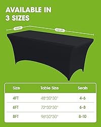 Pureegg Spandex Tablecloth 6ft - 4 Pack, Fitted and