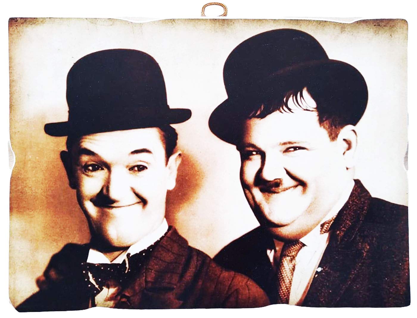 KUSTOM ART Vintage Stan Laurel Oliver Hardy (Stan Laurel Oliver Hardy) Collectible Picture Print on Wood. Made in Italy