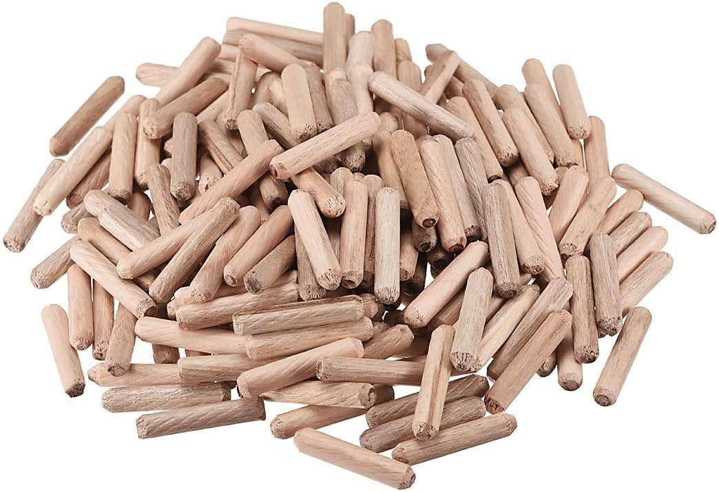 100Pcs 6mm (1/4”) Fluted Wood Dowel Pins, Dowels Wooden Pin for
