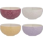 Mason Cash In the Meadow Set of 4 Prep Bowls, Embossed Floral Ceramic Prep Bowl Set, Durable Stoneware Bowls for Ingredients, Dips, Snacks, Condiments &amp; Kitchen Prep