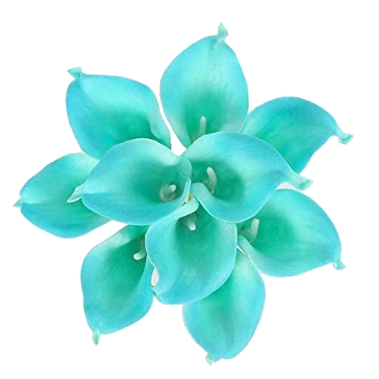 Floral Kingdom Artificial Calla Lily Flowers 20 Pack 14 Inch Turquoise Blue – Real Touch Faux Flowers for Home Decor, Table Centerpieces, Coastal Décor & Weddings