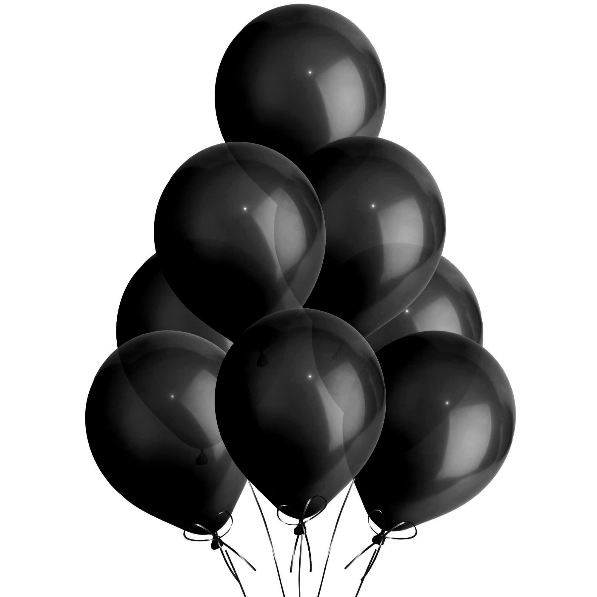 Metallic Black Balloons 100 Pack, Large 12 Inch Thick Latex Biodegradable Helium Party Balloons for Birthday, Wedding, Baby Shower, Valentine's Day Events Decoration for Balloon Arch Garland