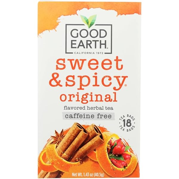 Good Earth Organic Sweet & Spicy Caffeine Free Herbal Tea, 18 Tea
