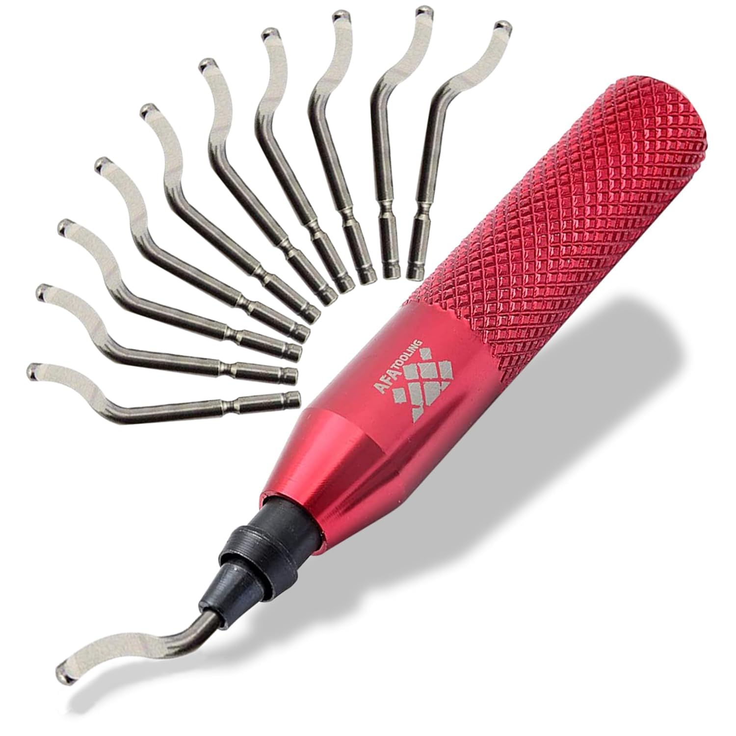 AFA Tooling Deburring Tool Kit with 11 - HRC67 - BS1018 Blades | for Hardest of Materials Like Stainless Steel | Deburr Plumbing Pipes, 3D Printed Plastics, Resin Art, and Metal Work…