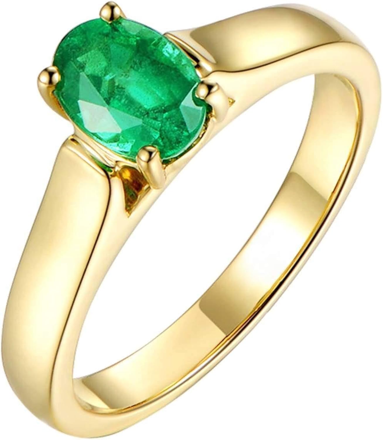 MF.CHAMA 18k Gold Women Rings, 0.85ct Emerald Ring Oval Shape Gold