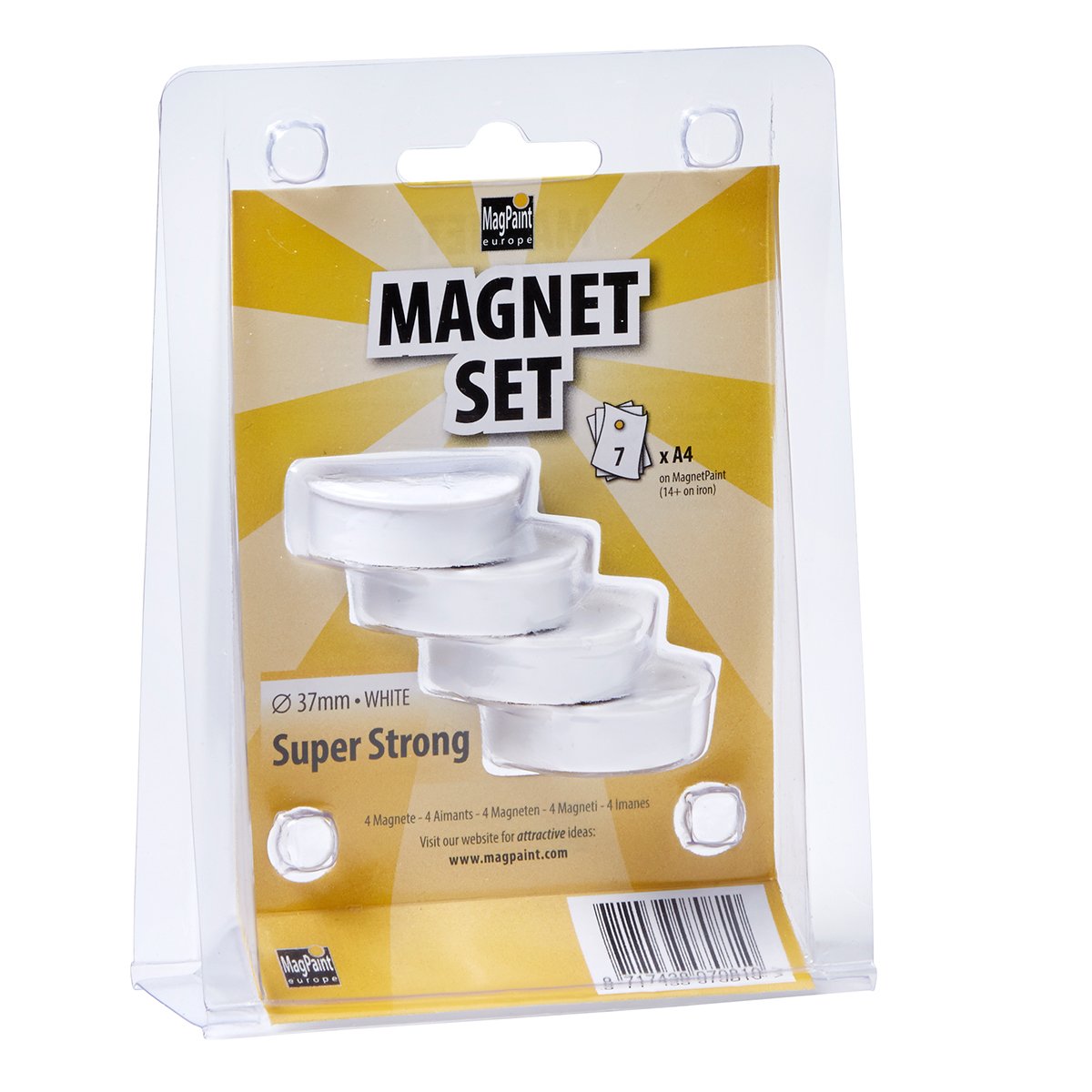 Extra Strong Magnet - 37mm, 4 Pack - White