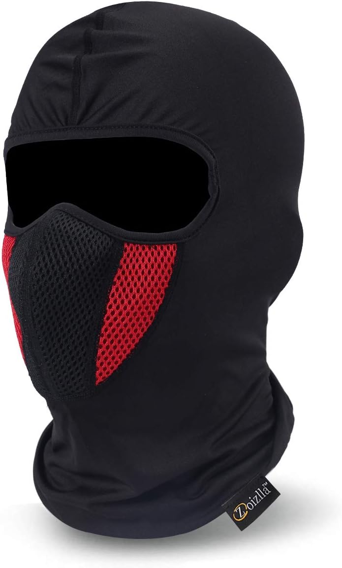 ZOIZLLA Balaclava Ski Mask, Motorcycle Face Mask for Men/Women, Thin Breathable Face Mask, Tactical Mask Snowboard Headgear - Red