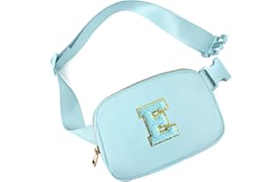 Gitus Gifts for 8 9 10 11 12 Year Old Girls Belt Bag Fanny Pack Crossbody Bags with Initial Letter Patch Cute Stuff Birthday Gifts for Teen Girls Women Personalized Trend Stuff (Icing Blue-E)