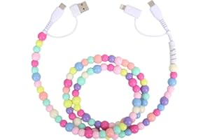 4 in 1 Colorful Beaded USB C Charger Cord, 3.4ft/105cm Cute Fast Phone Charging Cable USB C Type A iOS Car Cable Compatible w