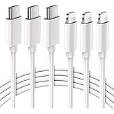 Quntis USB C to Lightning Cable, 3 Pack 6ft iPhone 14 Charger Cord MFi Certified, PD iPhone Charger Cable, Lightning to Type