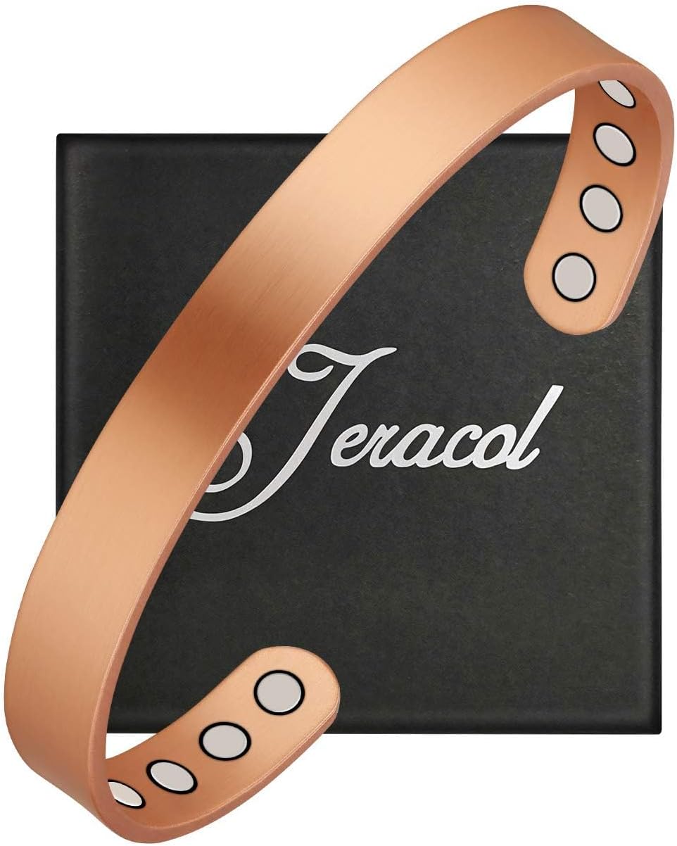 Jeracol Copper Magnetic Bracelet 8 Magnet Adjustable Bangle 6.69in
