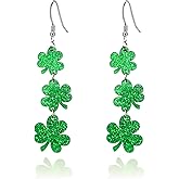 St Patrick's Day Jewelry Earring Irish Shamrock Four Leaf Hat Dangle Earrings for Women,Acrylic Green Clover Womens St patrick's Day Decorations Earrings Good Luck Holiday Outfits Accessories
