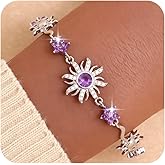 Agriajun Gold Silver Sun Colorful Flower Link Bracelet for Woman, Adjustable CZ Rhinestone Star Box Chain Bracelets Prom Jewelry Accessories Gift