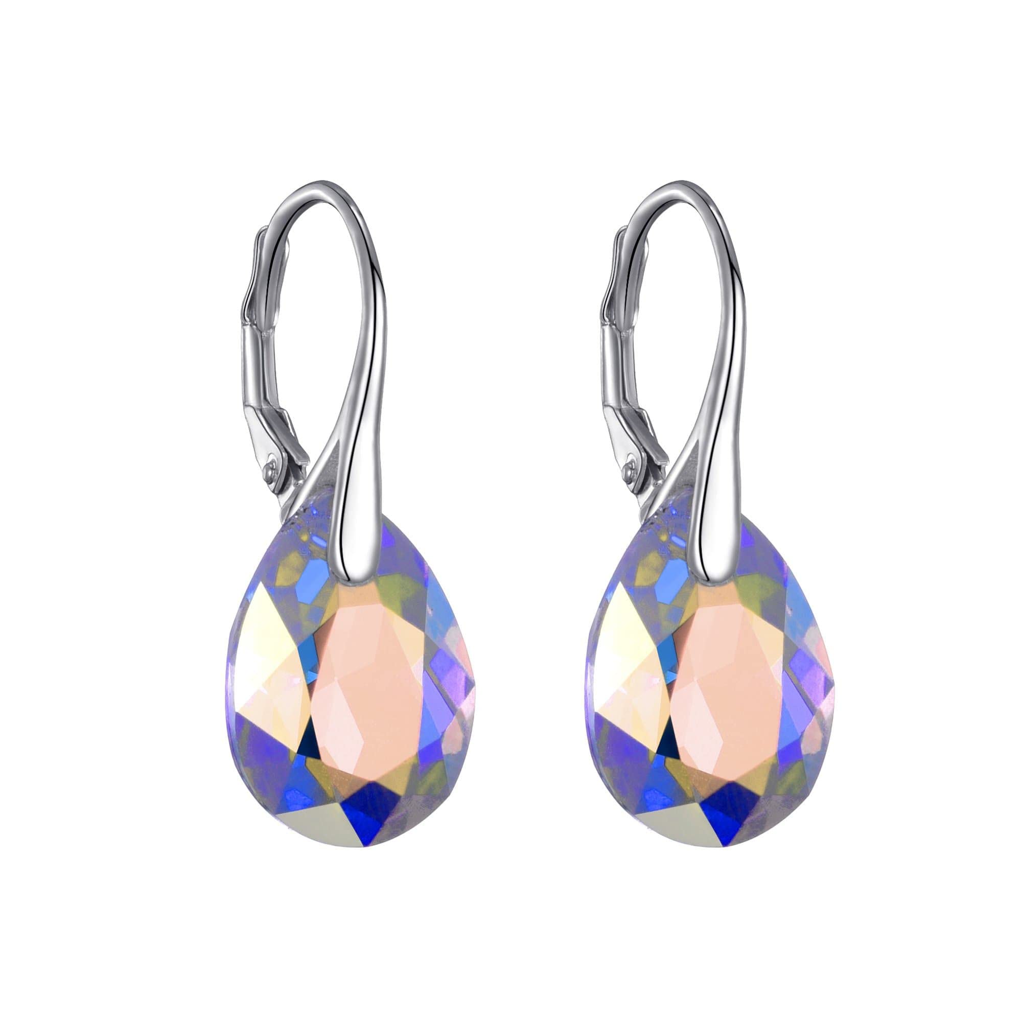 Philip Jones Sterling Silver Aurora Borealis Drop Earrings Created with Zircondia® Crystals