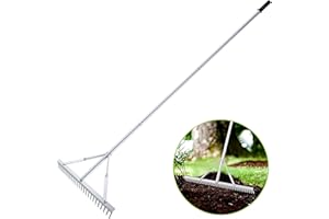 Fumingpal 24 Inch Aluminum Landscape Rake, Garden Rake, Heavy Duty Rakes for Lawns, Metal Rake for Gardening, Loosening Soil, Lawn Care, Lake and Beach