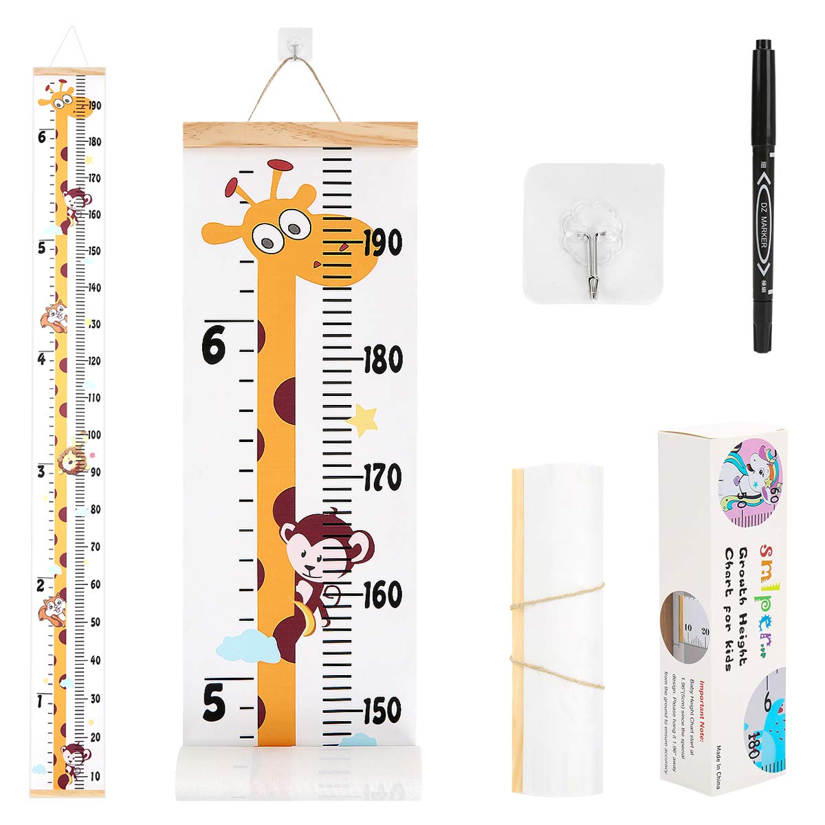 thumbnail image 2 of Miaro Kids Growth Chart, Wood Frame Fabric Canvas Height Measurement Ruler From Baby To Adult For Child's Room Decoration 7.9 X 79in (7.9 X 79in, Pink 2 of 12