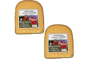 Wisconsin Cheese Company - 100% Wisconsin Smoked Gouda Cheese - 7 oz. (Pack of 2 Blocks) Great for Cheese and Crackers, Charcuterie Boards & Gifts. Premium Wisconsin Cheese
