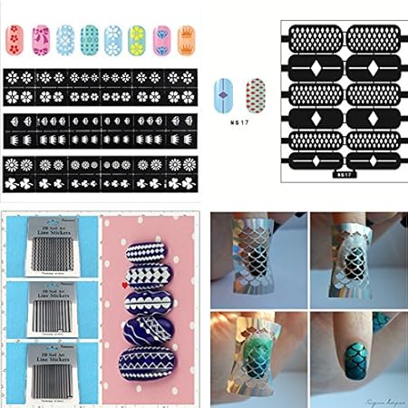 Amazon 11シートセットネイルシール福袋 波紋 格子 うろこ 花 ネイルシールネイルステッカー スタンプネイルシール Wink Kangaroo シール ステッカー 通販