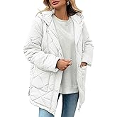 HOTIAN Womens Quilted Puffer Jackets Hooded Long Sleeve Full Zipper Casual Winter Lightweight Diamond Coats with Pockets