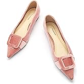 C.Paravano Flat Shoes for Women | Women's Flats | Pointed Toe Flats | Velvet Flats | Dressy Flats for Women (Pink,Size 8.5)