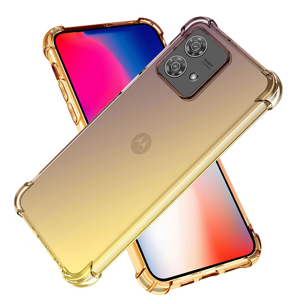 SEAHAI Case for Motorola Edge 40 Neo, Gradient Color Ultra-Slim Crystal Transparent Cover Clear Back [Anti-Yellow] Soft TPU Silicone Shockproof Bumper Cover, Black/Gold