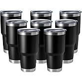 HASLE OUTFITTERS 30oz Stainless Steel Tumbler, Double Wall Vacuum Insulated Travel Mug Tumbler, Durable Insulated Coffee Mug, Gift Box Set (Black, 8)