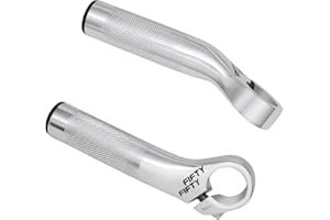 FIFTY-FIFTY Bike Bar Ends, Mountain Bike Handlebar Ends, Alloy MTB Bicycle Bar Ends (110mm, Polished Sliver)