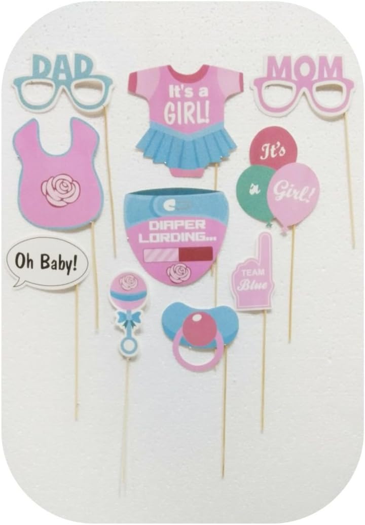 SHREEJI DECORATION It's a Girl Multicolour Photo Booth Props for Baby Shower (Set of 10)