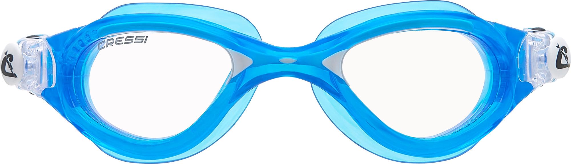 Cressi Man Flash Goggles - Separate Eyepiece Swimming Goggles with Fogproof, Scratchproof, Anti-UV Lenses, Blue/Frame Blue White - Clear Lens, One Size