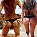 2017 NEW Womens Swimwear Sexy Sweet Heart Brazilian Bikini Bottom Hipster Swimsuit Beachwear Swimwear, Black, Small