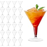 MATANA 48PCS Heavy Duty Clear Plastic Martini Glasses, 7oz Reusable Cocktail Glasses, Margarita Glasses for Wedding, Party an