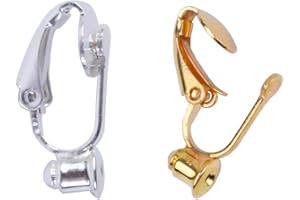 BronaGrand 20 Pieces Earring Clip Backs Clip-on Earring Converter Components Findings with Post for None Pierced Ears, Silver and Gold