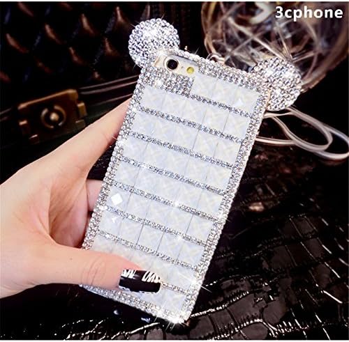 Bling Samsung Galaxy Note 8 Diamond Case With Chain,Chanyaozy[DIY][Glitter]Luxury Diamond Minnie Mouse Soft Rubber Case (White)