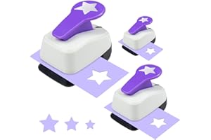 NOONIMUM Star Paper Punch, 3/8", 1", 5/8" Star Shape Craft Punch Scrapbook Paper Cutter Hole Punch Set, Design for Office Supplies, Card Making, DIY Photo Album, Purple