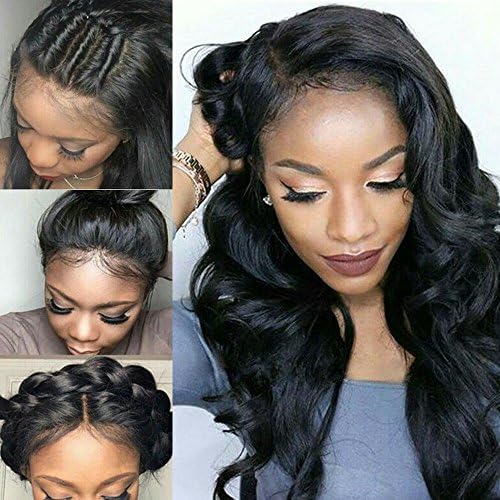 130density 18inch Full Lace Human Hair Wigs Natural Color Body Wave Brazilian Virgin Hair Pre Plucked Full Lace Wigs Bleached Knots Lace Front Human Hair Wigs With Baby Hair Natural Black