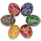 6 Hand Painted Wooden Ukrainian Easter Eggs
