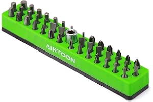 AIRTOON 1/4" Magnetic Hex Bit Holder, 43 Holes Bit Storage with Strong Magnetic Base, Magnetic Screwdriver Bit Organizer, Gre