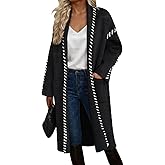 VIMPUNEC Womens Fall Long Cardigan Sweaters Oversized Chunky Jackets Open Front Knit Outwear Coats with Pockets